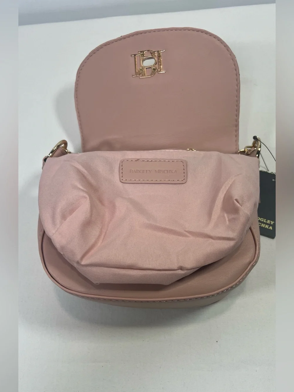 Badgley Mischka Quilted Chloe Pearl Handbag/Crossbody Blush MSRP $129.00